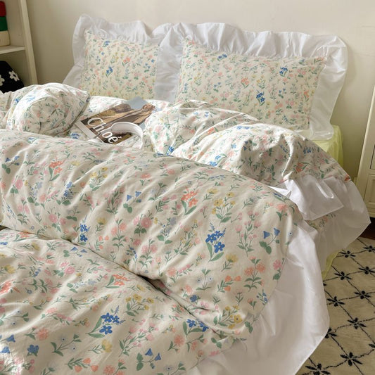 Four-piece Bed Set Washed Cotton Duvet Cover Sheets