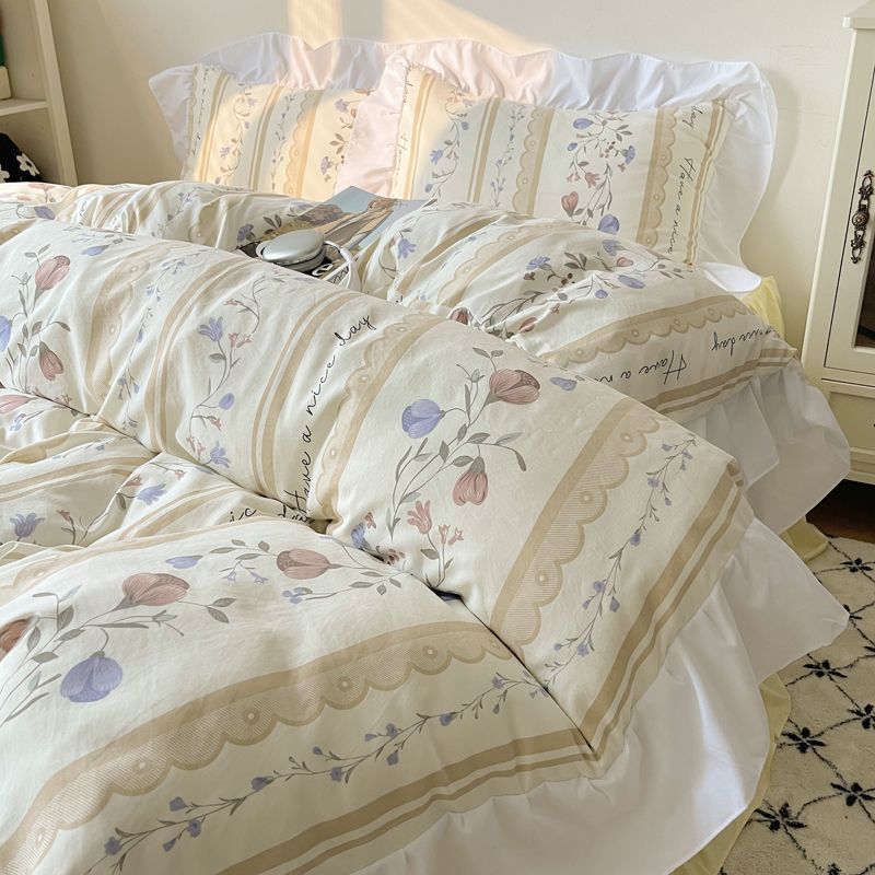 Four-piece Bed Set Washed Cotton Duvet Cover Sheets