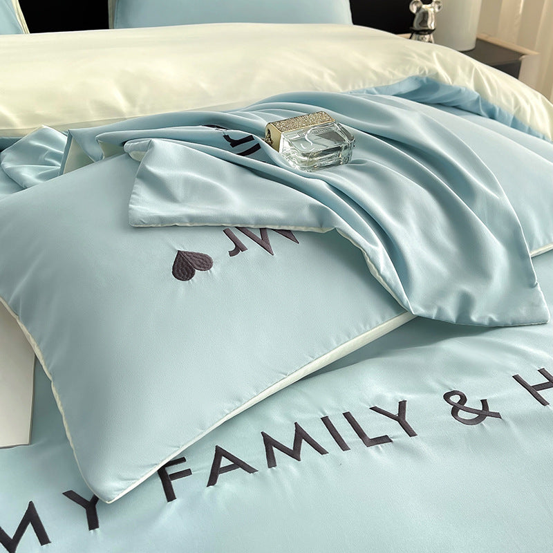 Contrast Color Pure Cotton Minimalist Bed Sheets Bedding Set