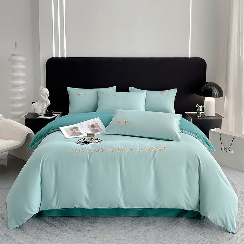 Contrast Color Pure Cotton Minimalist Bed Sheets Bedding Set
