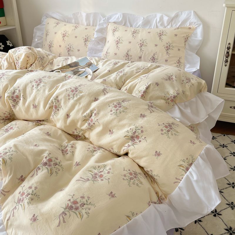 Four-piece Bed Set Washed Cotton Duvet Cover Sheets