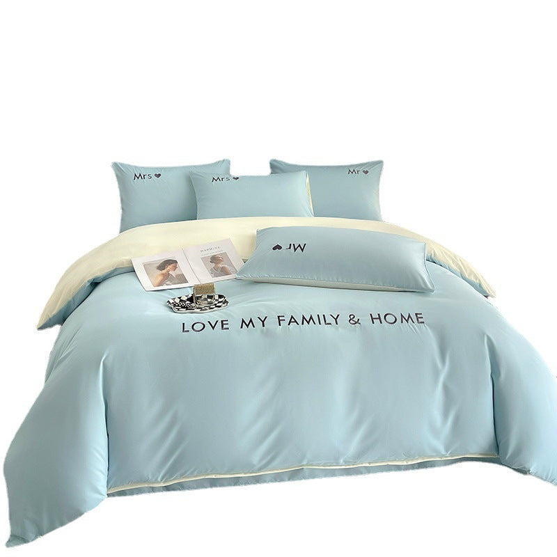Contrast Color Pure Cotton Minimalist Bed Sheets Bedding Set