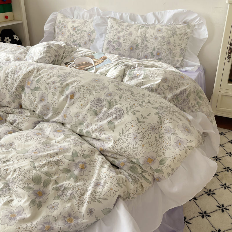 Four-piece Bed Set Washed Cotton Duvet Cover Sheets